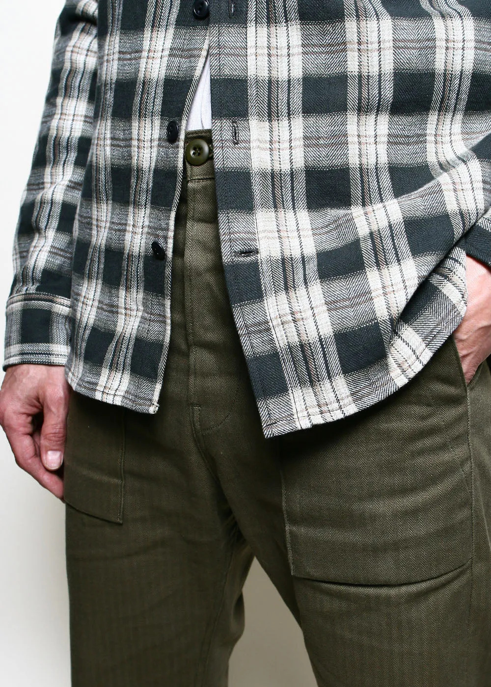 Oxford Shirt // Grey Herringbone Plaid sold by Rogue Territory product image thumbnail 5