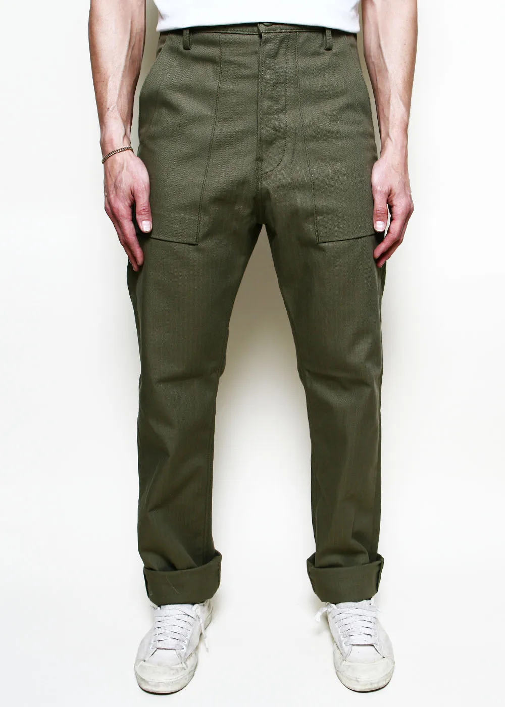 Fatigue Pants // Olive Herringbone sold by Rogue Territory
