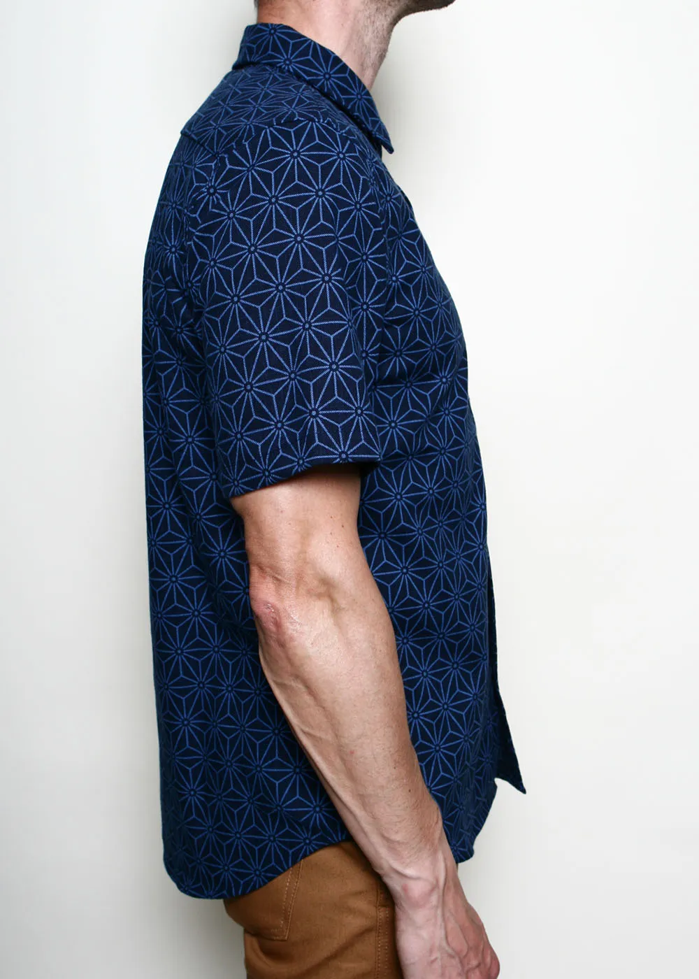 Oxford Shirt // Indigo Asanoha sold by Rogue Territory product image thumbnail 3