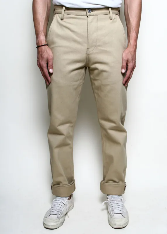 Officer Trousers High // Khaki Selvedge sold by Rogue Territory
