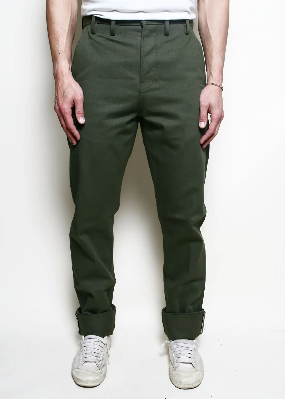 Officer Trousers High // Olive Selvedge sold by Rogue Territory