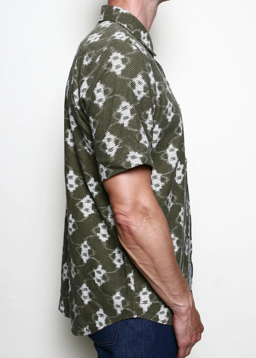 Oxford Shirt // Ikat Sashiko Olive sold by Rogue Territory product image thumbnail 3