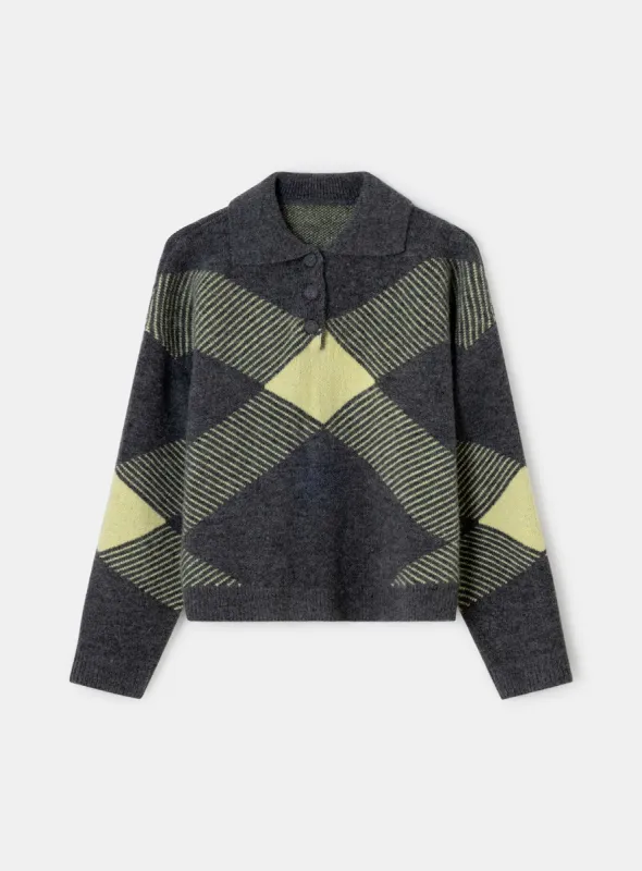 SLOANE POLO NECK GREY KNIT sold by LAAGAM