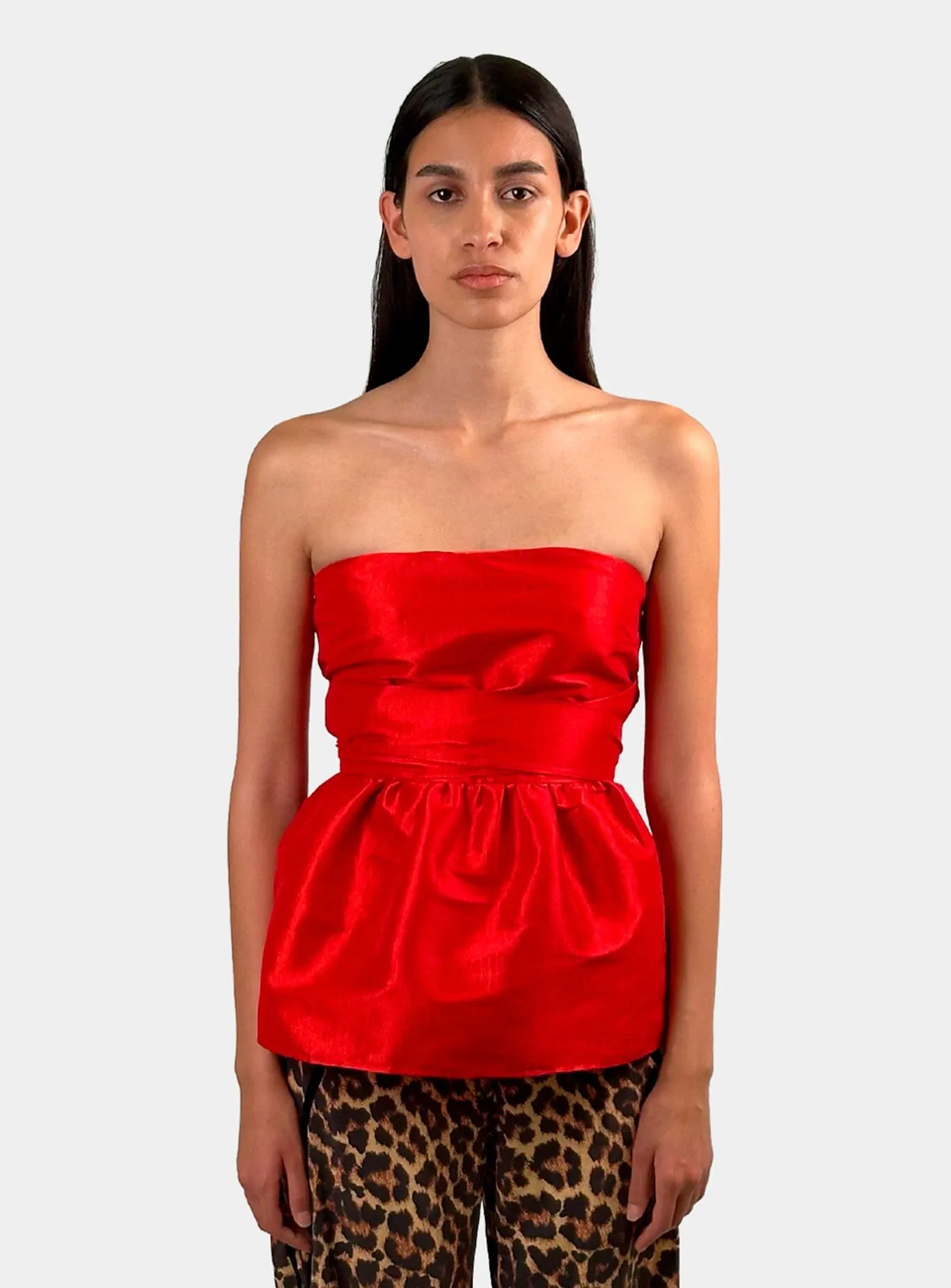 CECILE RED STRAPLESS TOP sold by LAAGAM product image thumbnail 3