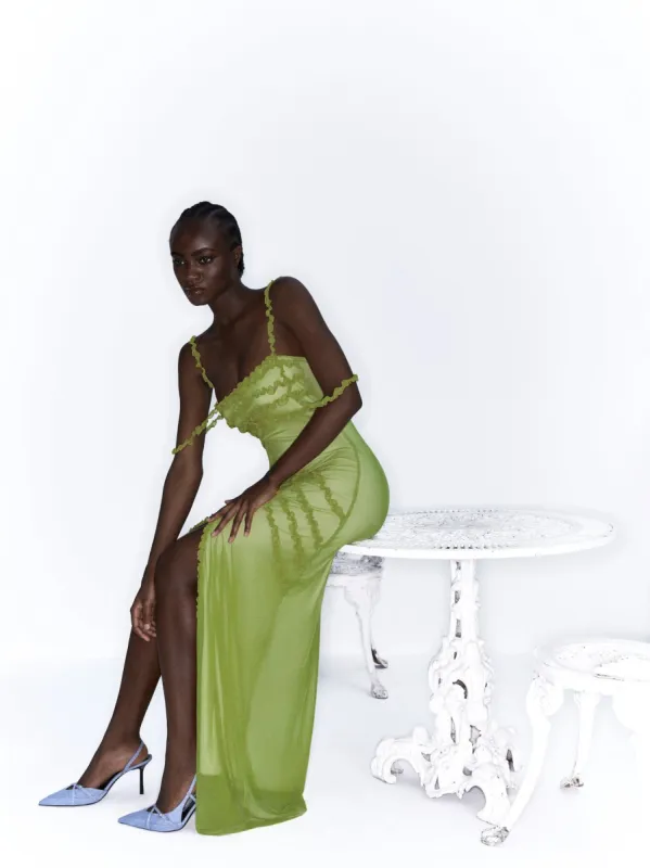 ARABELLA GREEN RUFFLED DRESS sold by LAAGAM