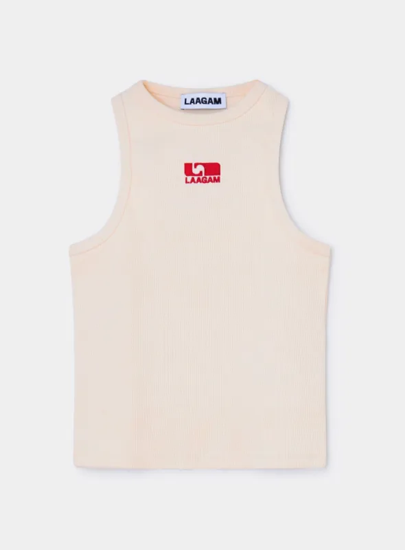 ECRU EMBROIDERED LOGO TANK TOP sold by LAAGAM