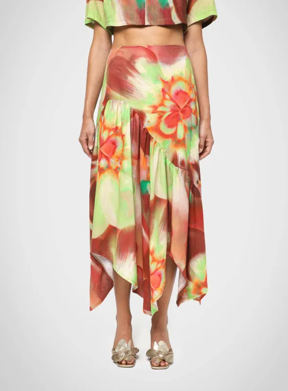 MARLEY ASYMMETRIC MIDI SKIRT sold by LAAGAM