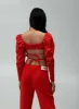 BRIGITTE RED PUFF SLEEVE BLOUSE sold by LAAGAM