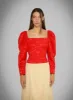 BRIGITTE RED PUFF SLEEVE BLOUSE sold by LAAGAM