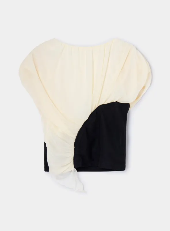 GEMINI ECRU DRAPED TOP sold by LAAGAM