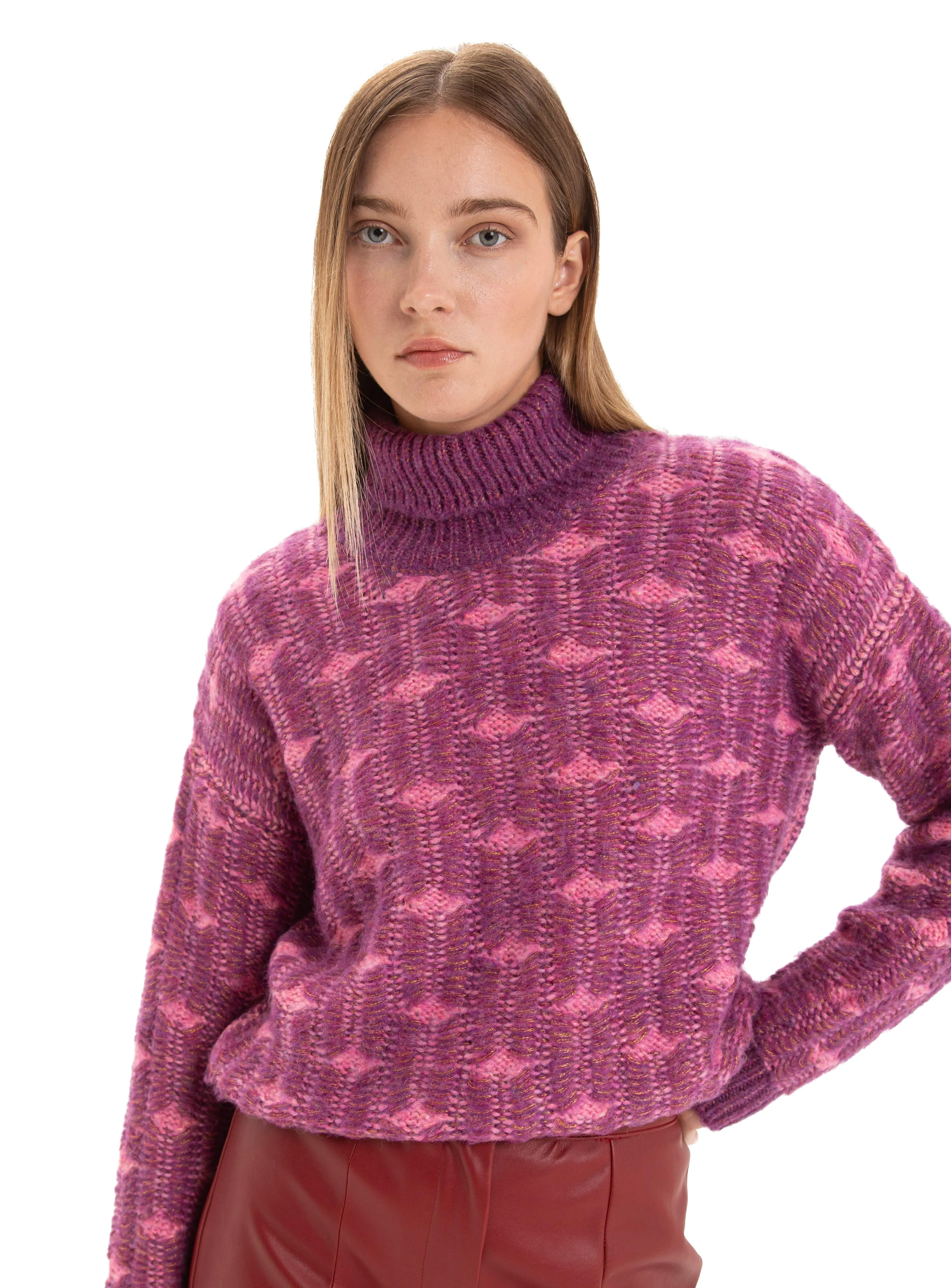 VERMONT PURPLE TURTLE NECK KNIT sold by LAAGAM product image thumbnail 2