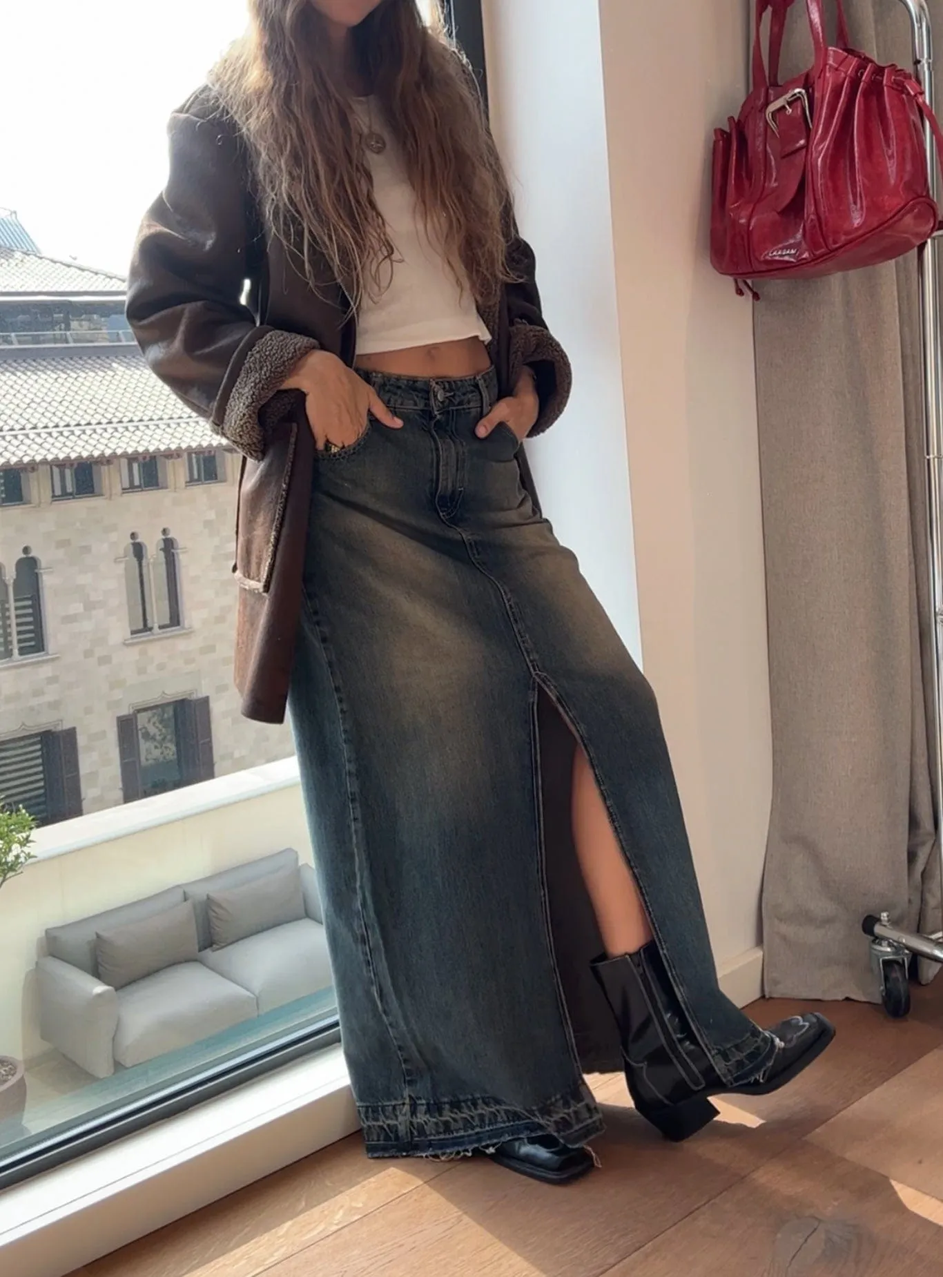 THELMA LOW WAIST DENIM SKIRT sold by LAAGAM product image thumbnail 5