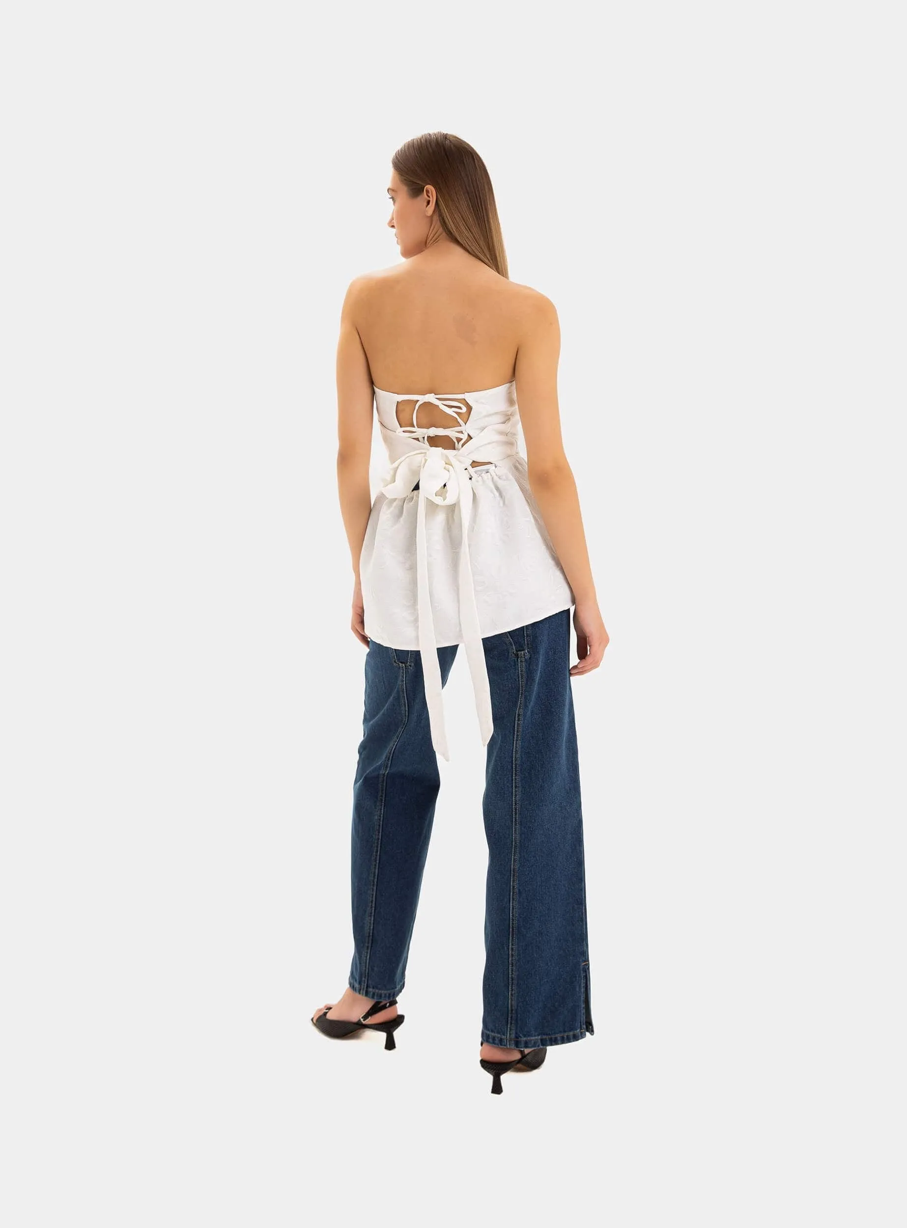 CECILE WHITE STRAPLESS TOP sold by LAAGAM product image thumbnail 2