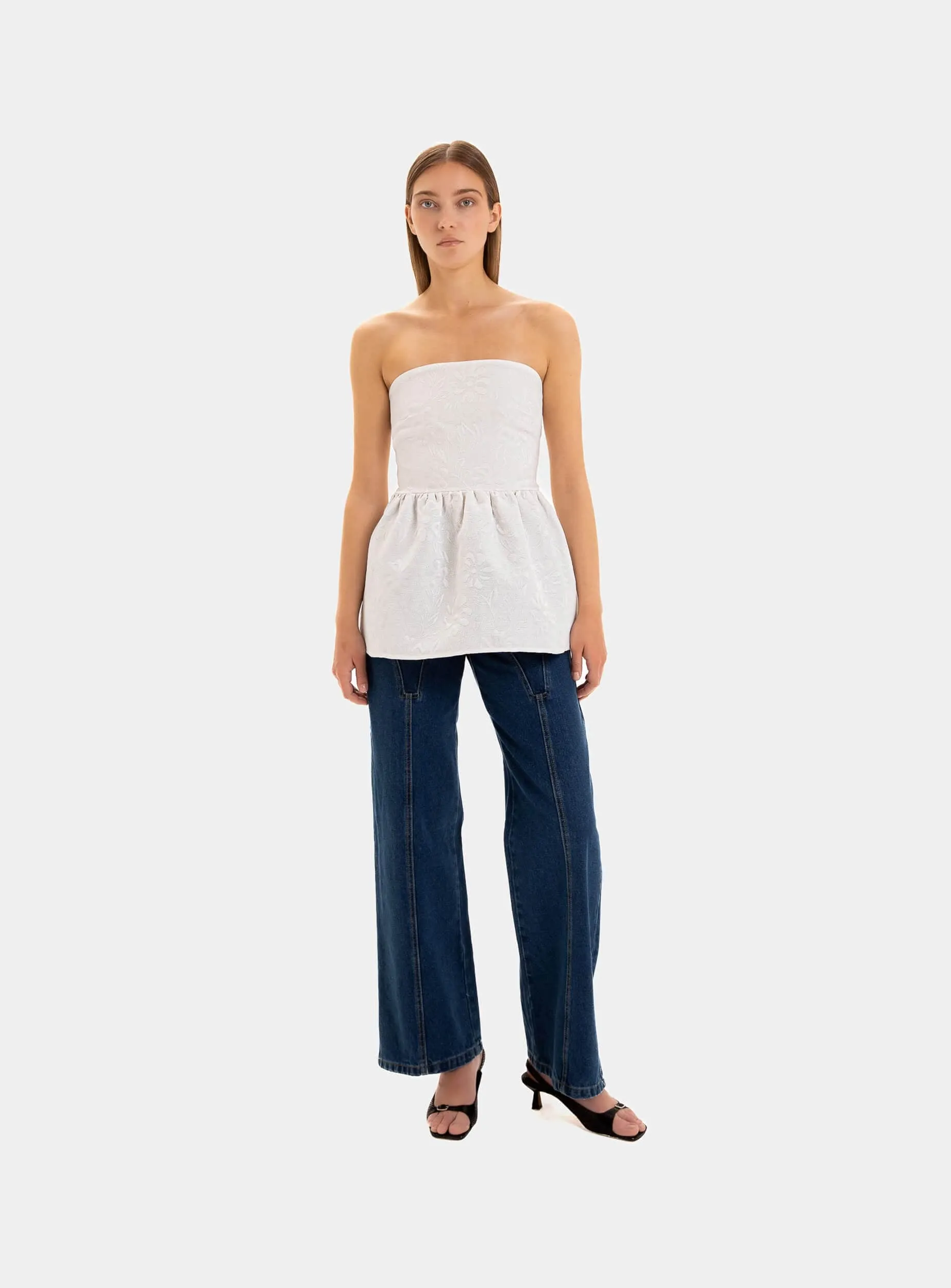 CECILE WHITE STRAPLESS TOP sold by LAAGAM product image thumbnail 3