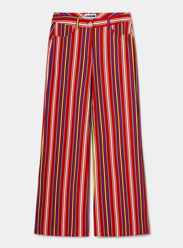 LEROY RED STRIPED TWILL PANTS sold by LAAGAM
