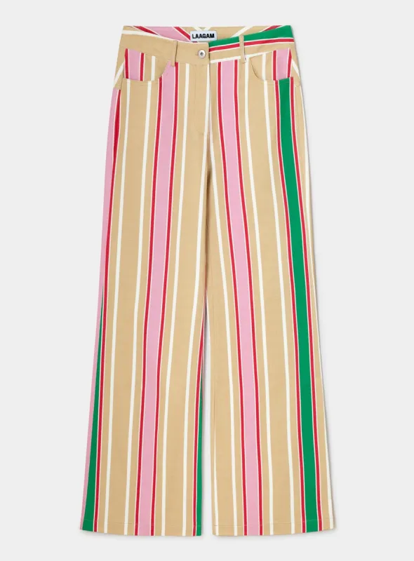 LEROY BROWN STRIPED TWILL PANTS sold by LAAGAM