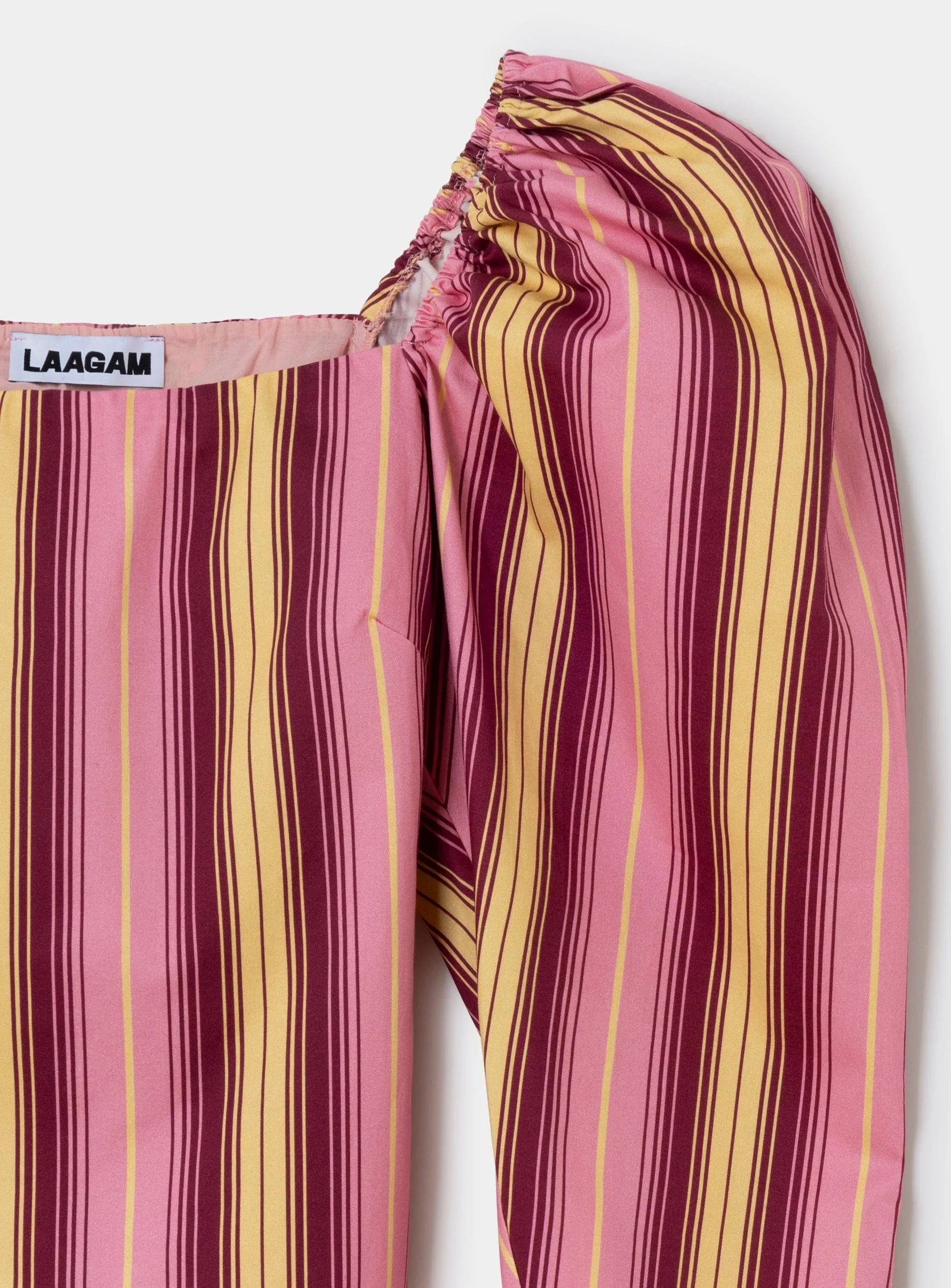 BRIGITTE PINK STRIPED PUFF SLEEVE BLOUSE sold by LAAGAM product image thumbnail 3