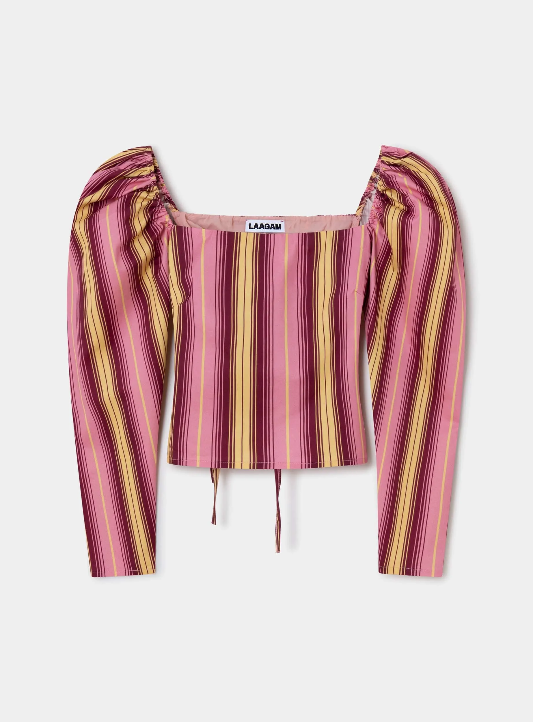 BRIGITTE PINK STRIPED PUFF SLEEVE BLOUSE sold by LAAGAM