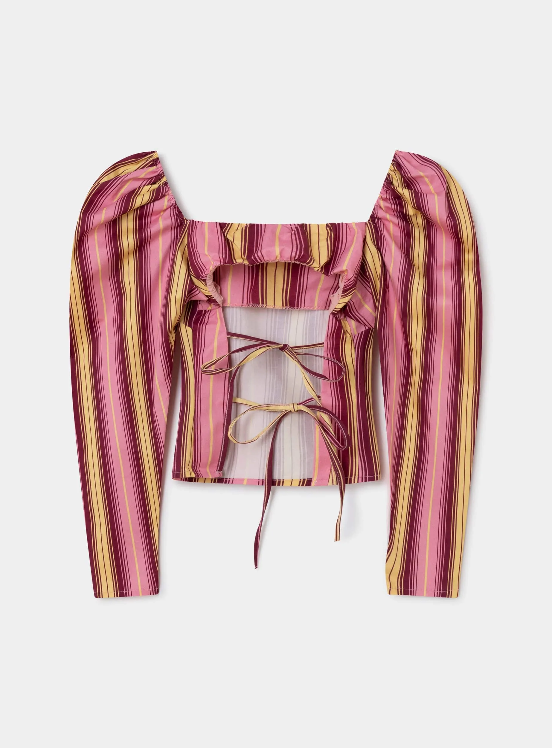 BRIGITTE PINK STRIPED PUFF SLEEVE BLOUSE sold by LAAGAM product image thumbnail 2