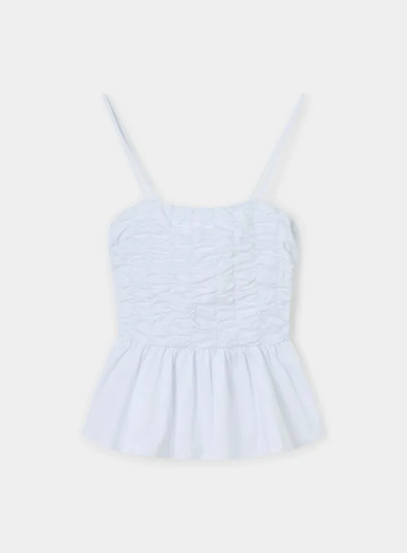 MATILDA WHITE RUCHED TOP sold by LAAGAM