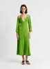 KIMBERLY GREEN SATIN MIDI DRESS sold by LAAGAM
