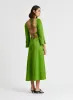 KIMBERLY GREEN SATIN MIDI DRESS sold by LAAGAM