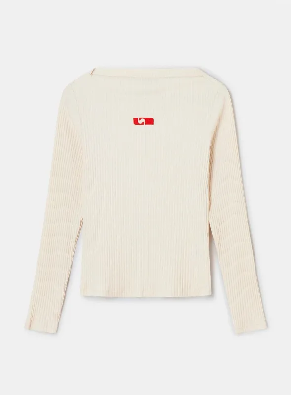 EMORY ECRU LONGSLEEVE T-SHIRT sold by LAAGAM