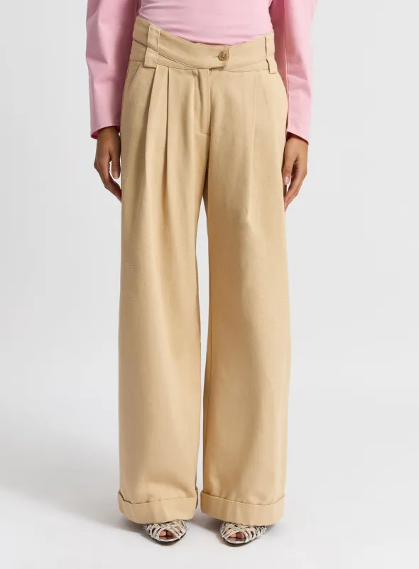SMITH BEIGE SERGE PANTS sold by LAAGAM