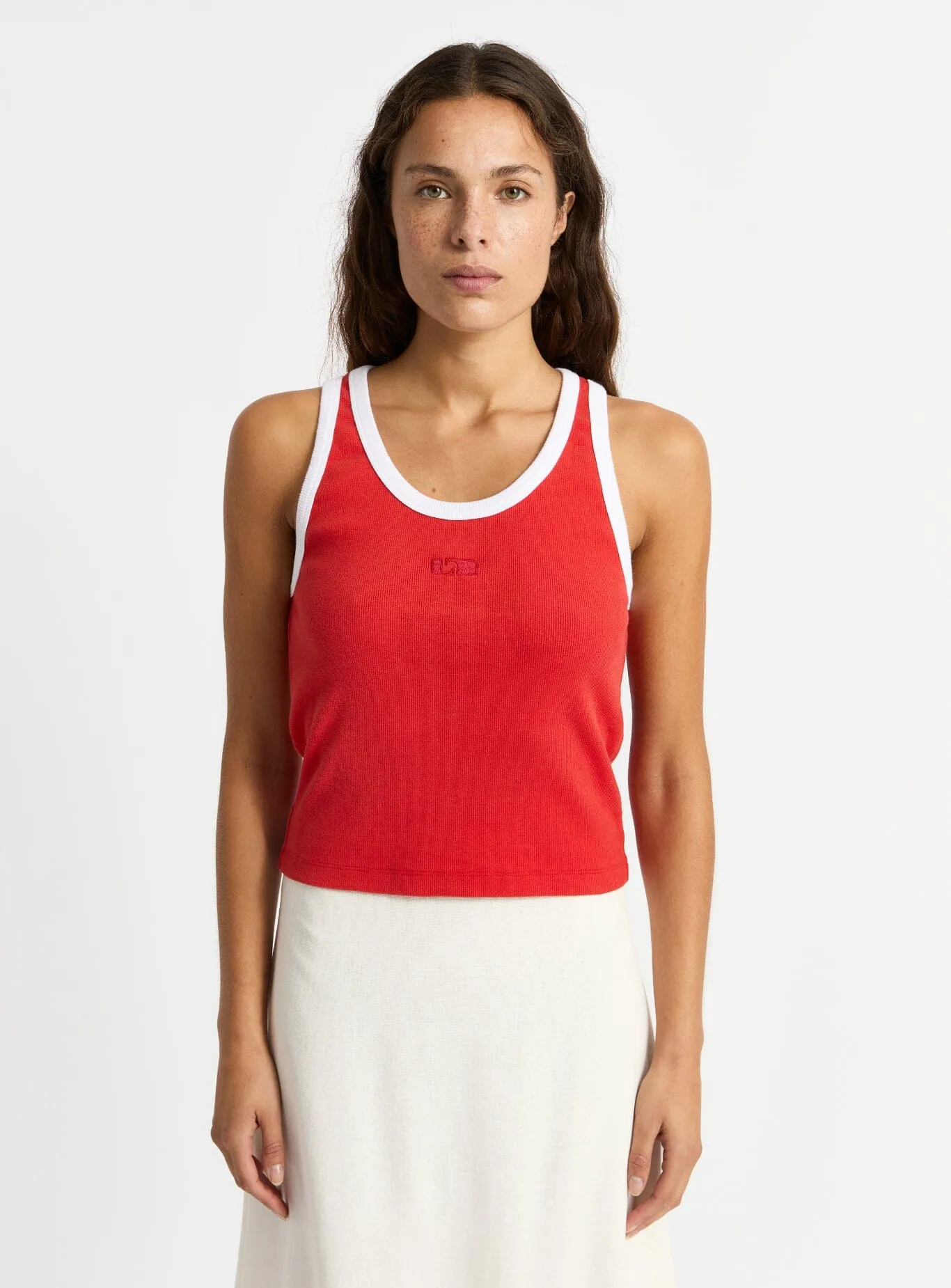 KELSI RED TANK TOP sold by LAAGAM