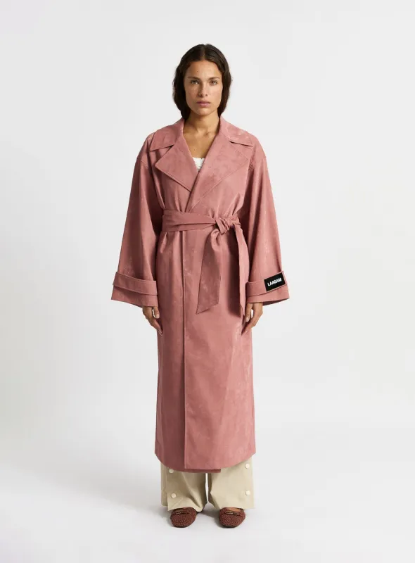 LONDRES PINK TEXTURED TRENCH sold by LAAGAM