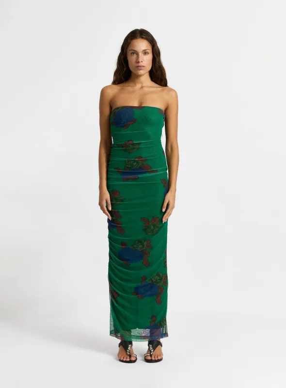 SELMA GREEN MIDI DRESS sold by LAAGAM