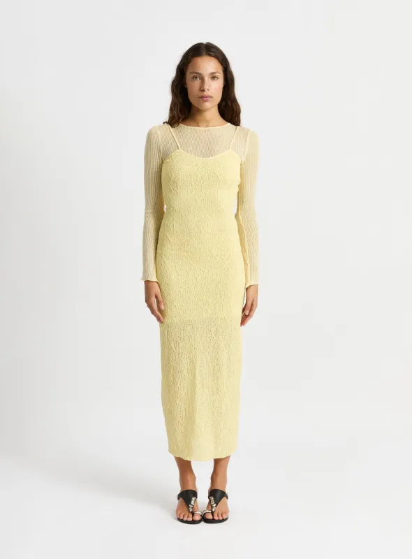 MARGOT YELLOW JERSEY MIDI DRESS sold by LAAGAM