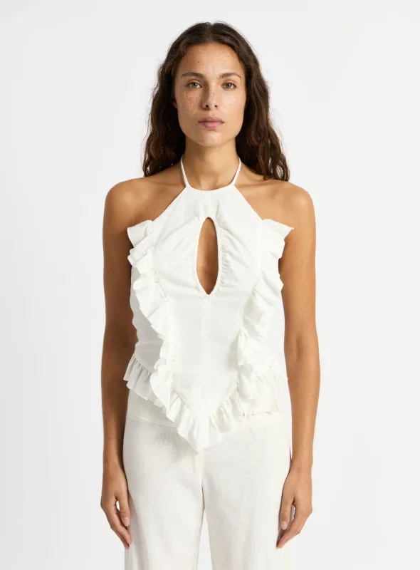 KAINE WHITE LINEN TOP sold by LAAGAM