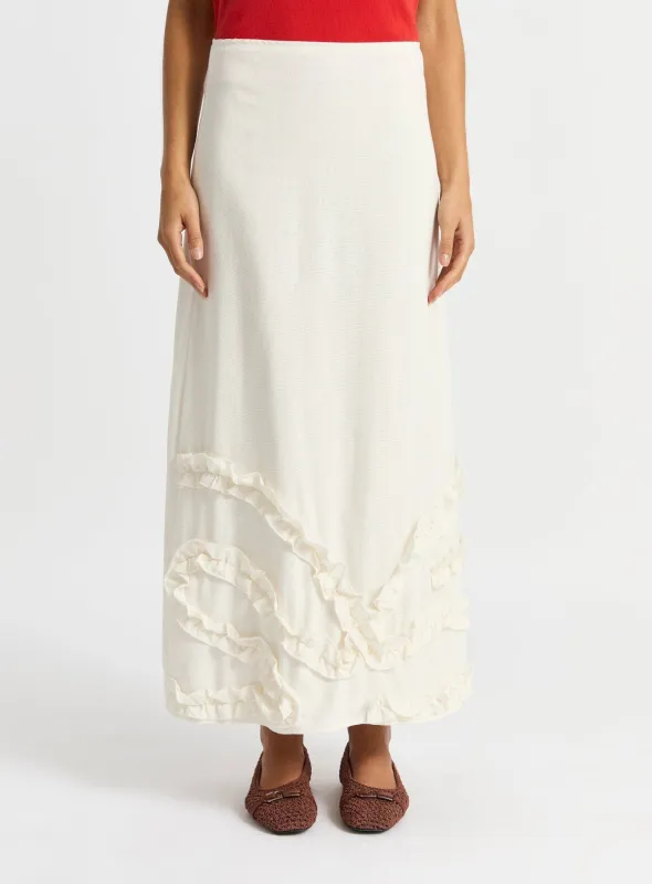 PINOT WHITE LINEN SKIRT sold by LAAGAM