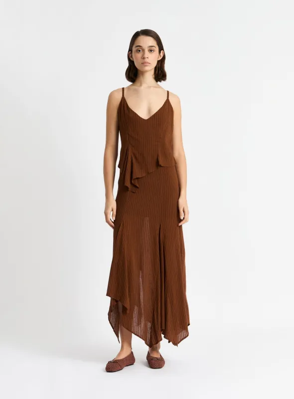 LEA BROWN TEXTURED MIDI DRESS sold by LAAGAM