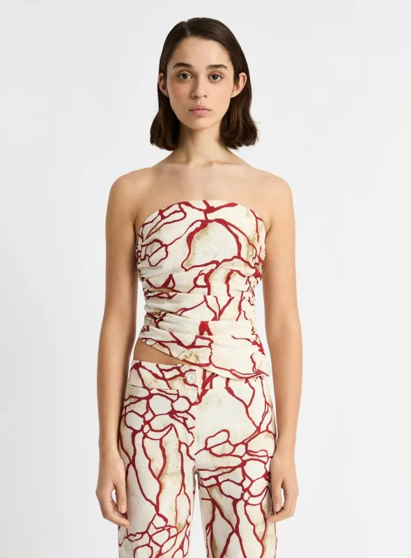 PANOT ECRU BANDEAU LINEN TOP sold by LAAGAM