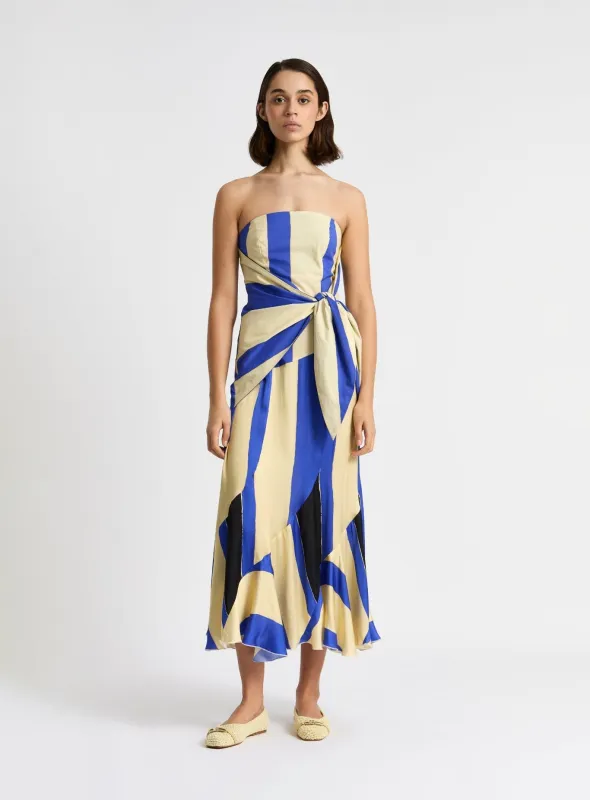 ARIA PANACOTTA STRIPED MIDI DRESS sold by LAAGAM