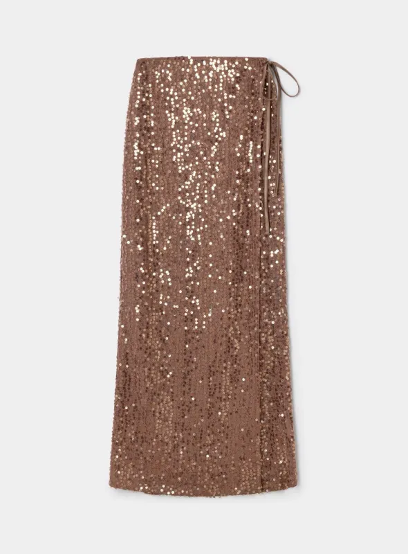 SAYAN BROWN SEQUIN SKIRT sold by LAAGAM