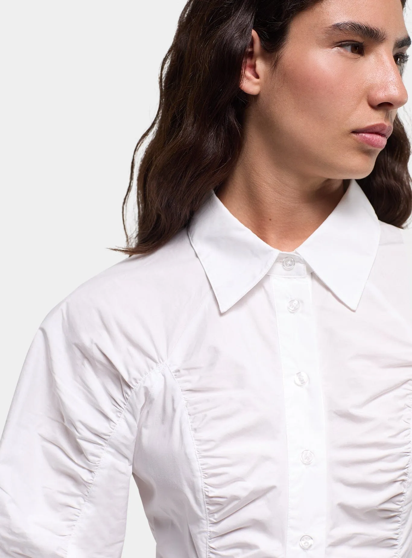 BELLEVILLE WHITE RUCHED SHIRT sold by LAAGAM product image thumbnail 5