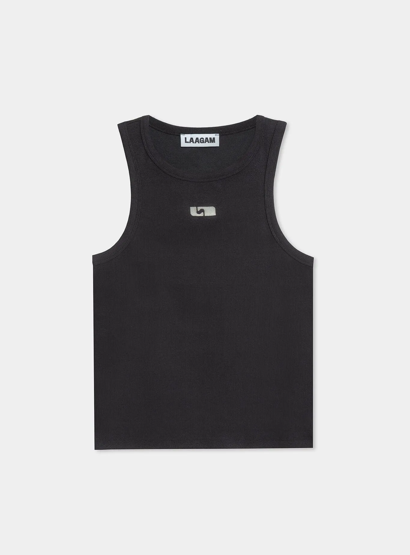 BLACK EMBROIDERED LOGO TANK TOP sold by LAAGAM