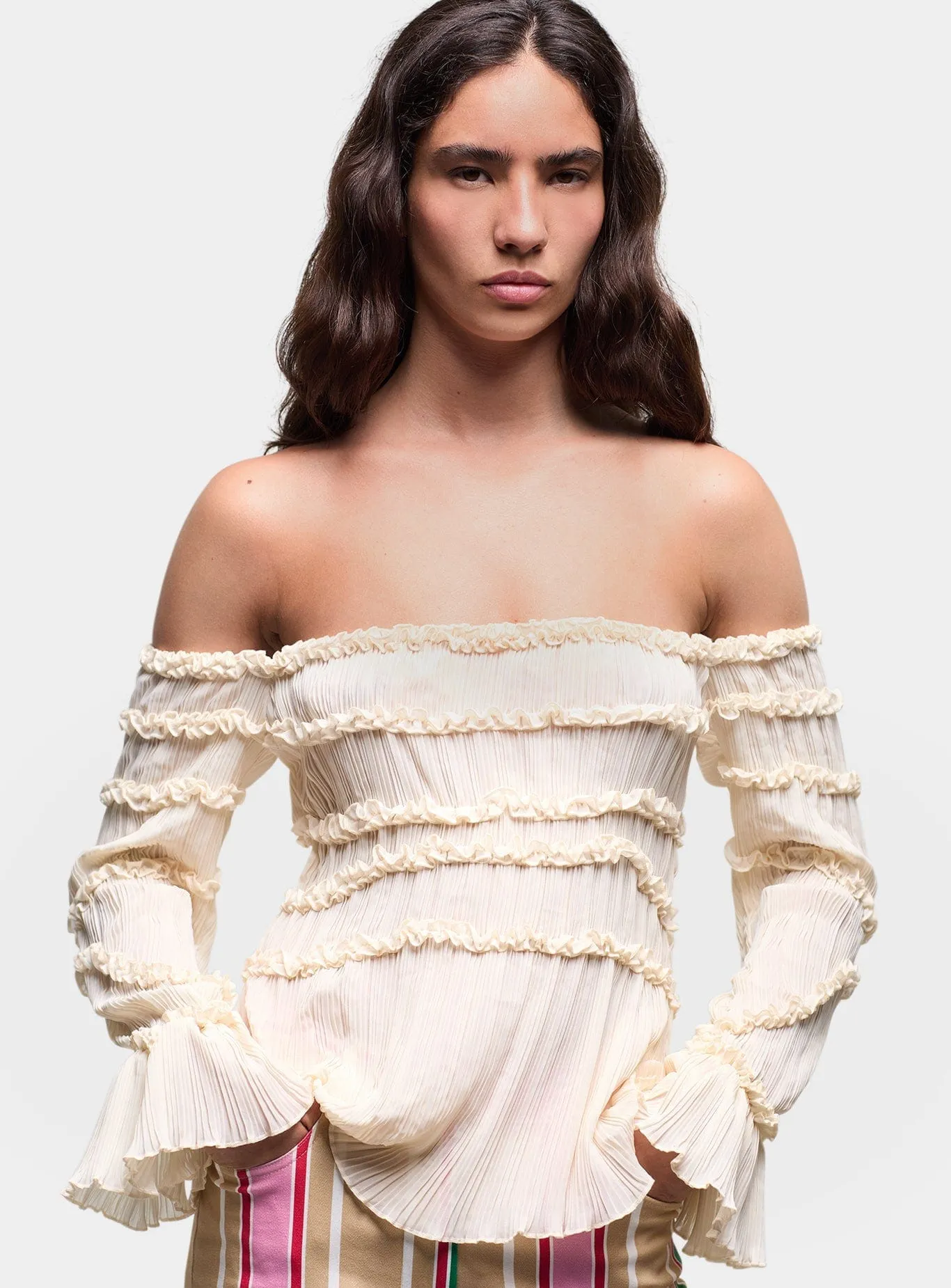 PETRA ECRU TEXTURED BLOUSE sold by LAAGAM product image thumbnail 3