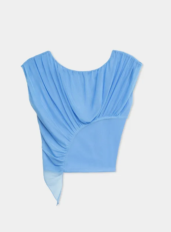 GEMINI BLUE DRAPED TOP sold by LAAGAM