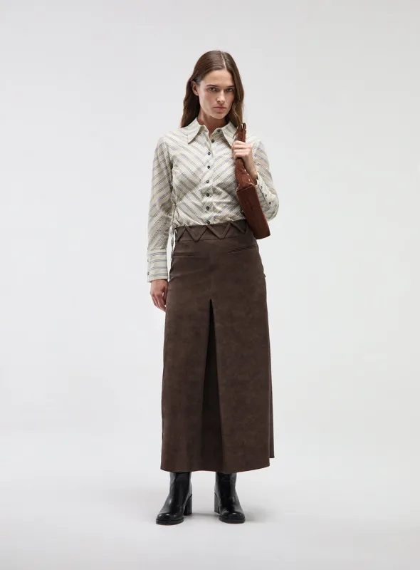 ZINNIA BROWN MIDI SKIRT sold by LAAGAM
