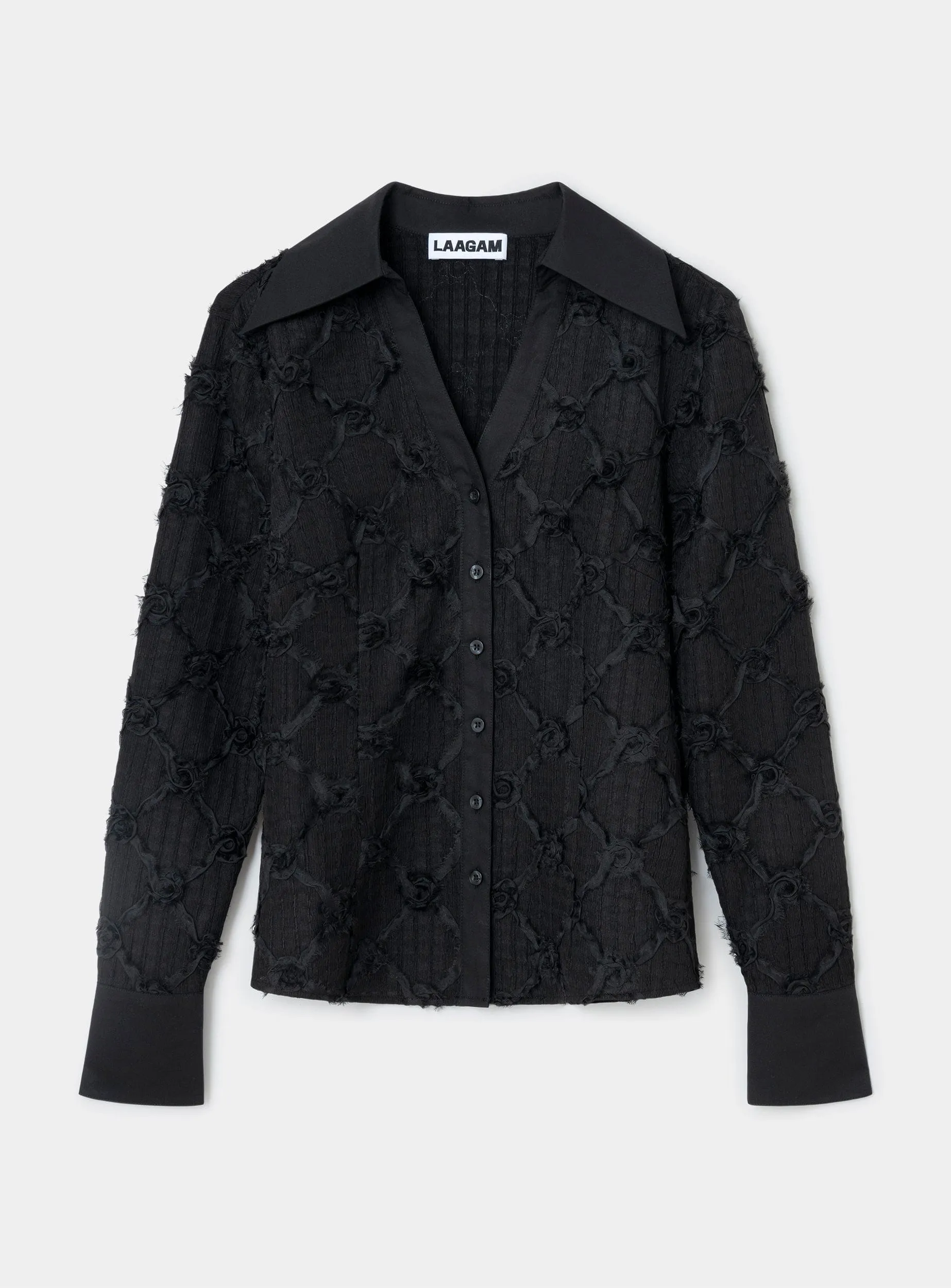 SALLY BLACK TEXTURED SHIRT sold by LAAGAM