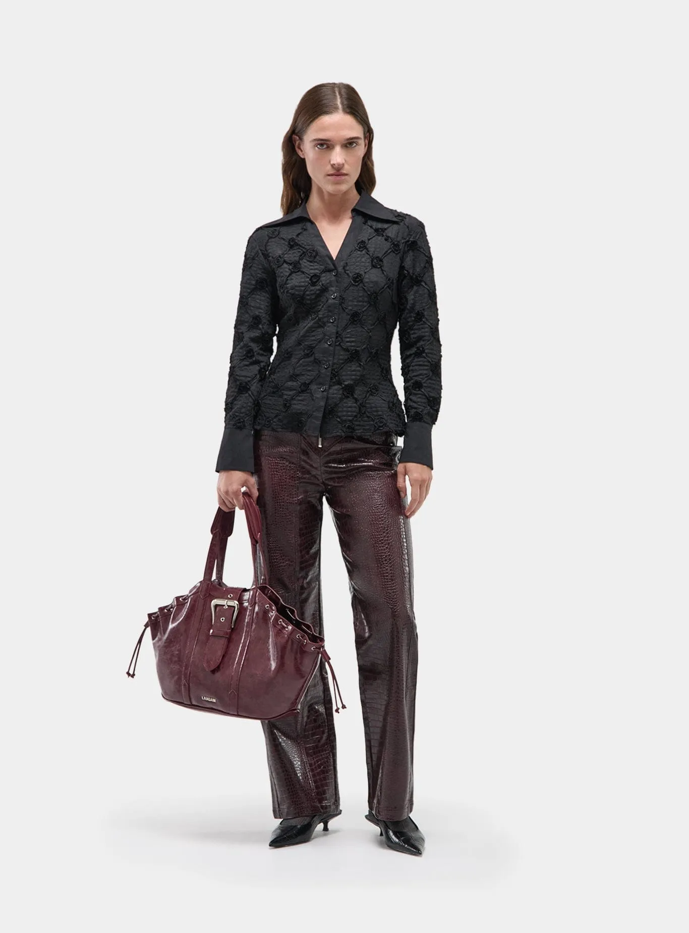 SALLY BLACK TEXTURED SHIRT sold by LAAGAM product image thumbnail 4