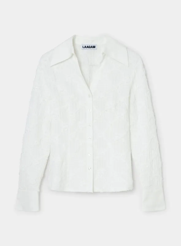 SALLY WHITE TEXTURED SHIRT sold by LAAGAM