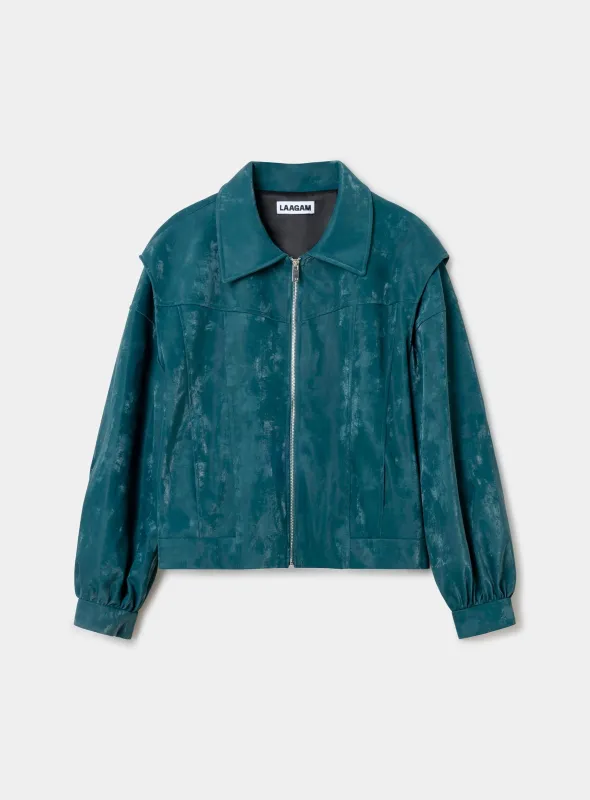 CUPIDO TEAL GREEN BOMBER JACKET sold by LAAGAM
