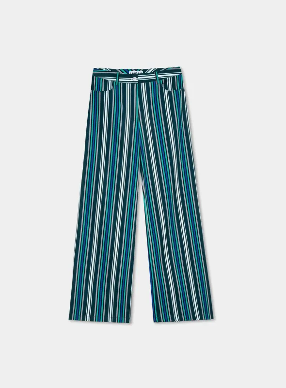 LEROY TEAL GREEN STRIPED TWILL PANTS sold by LAAGAM