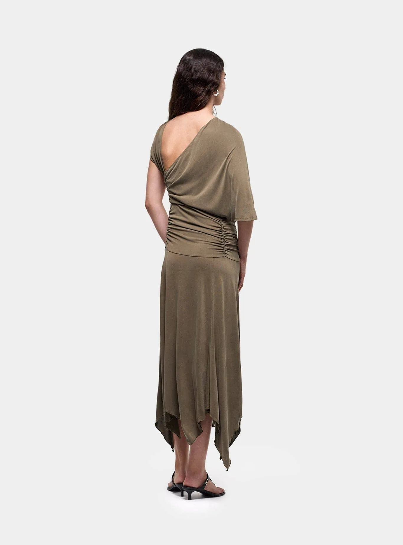 IZOLA KHAKI ASYMMETRIC DRESS sold by LAAGAM product image thumbnail 4