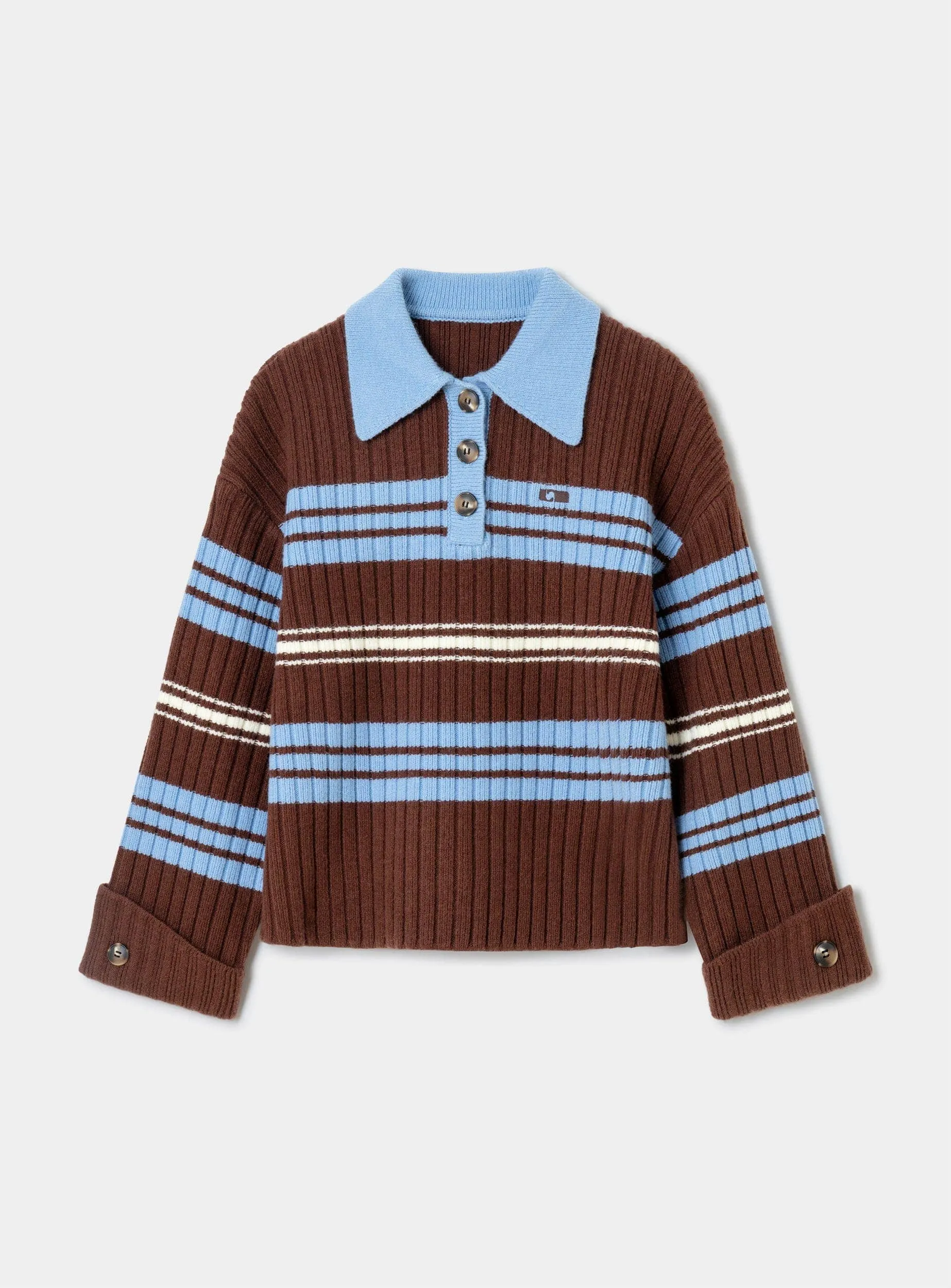 GRAZ BROWN STRIPED POLO KNIT sold by LAAGAM